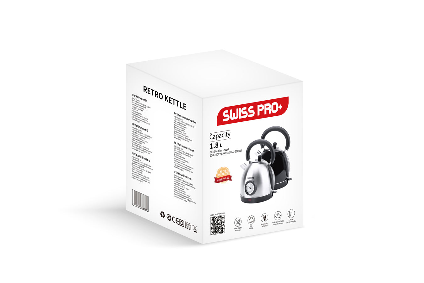 Retro Kettle 1.8L - 2200W - Black - SP-WK2200B