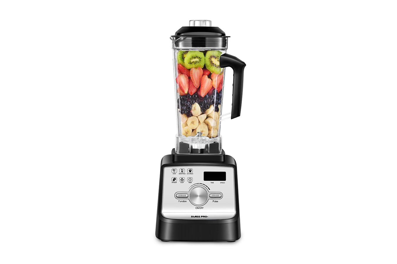 Professional Blender - Stainless Steel - 2 Liters - Powerful Smoothie Maker and Ice Crusher - 2000W - 9 Speeds - 6 Functions - Digital - Black - SP-BL2000.D