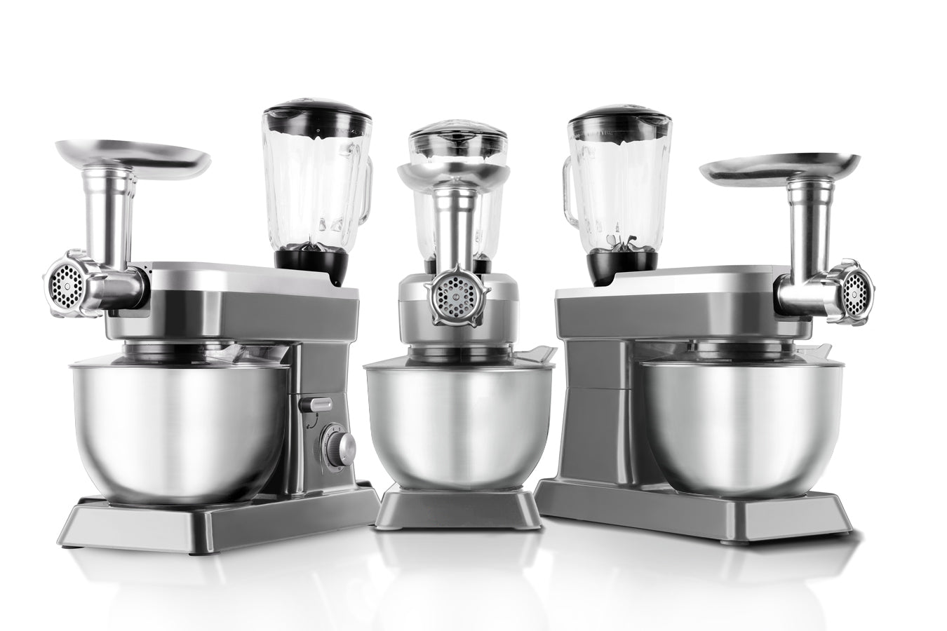 Food Processor 6.3L 1500W - Powerful 3-in-1 - Blender, Meat Grinder, Mix - Silver - SP-PKM1900S