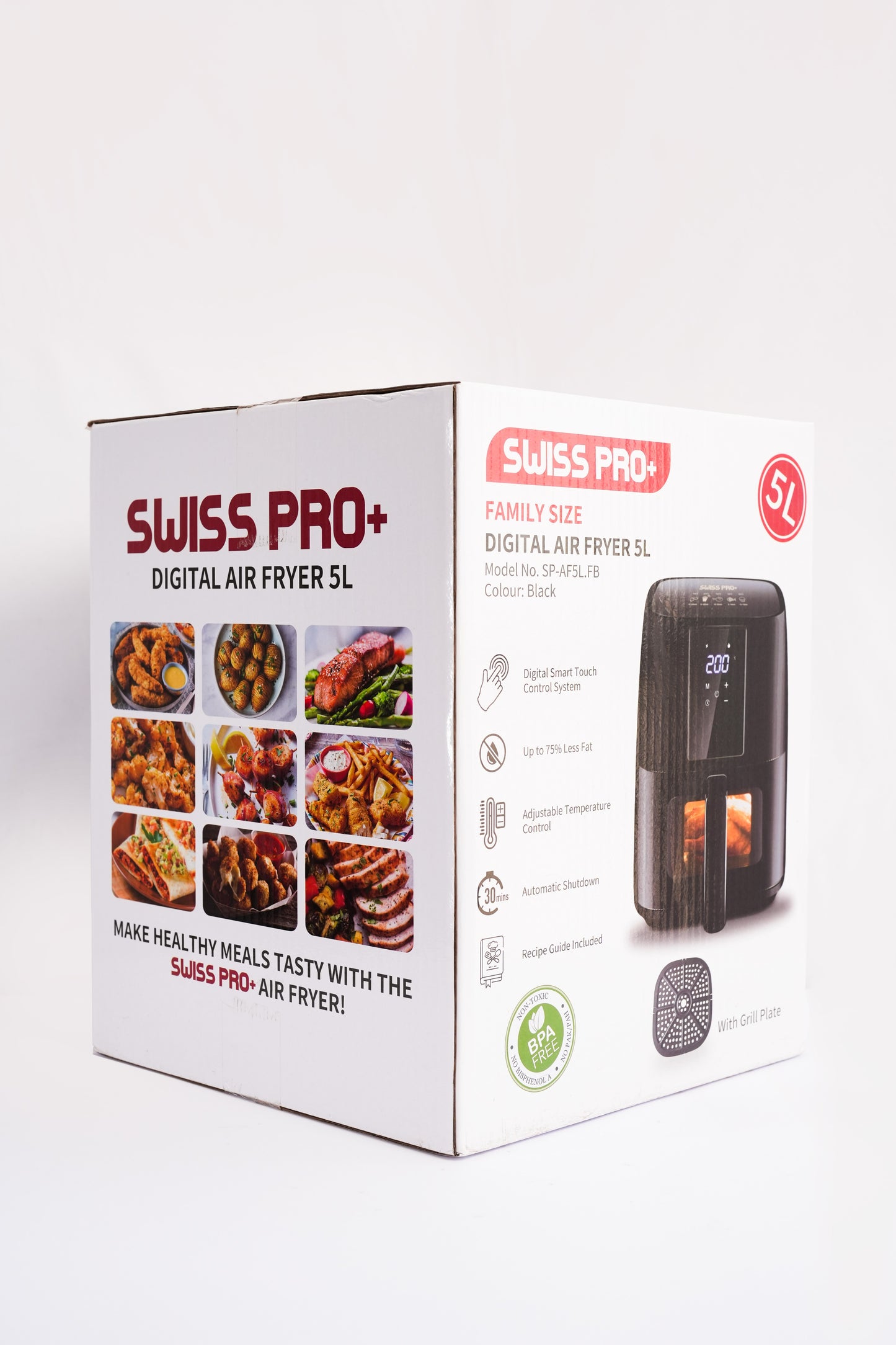 Digital Air Fryer - Stainless Steel - See Through Window Black & Gold - 5L- 1450W SP-AF5L.FB