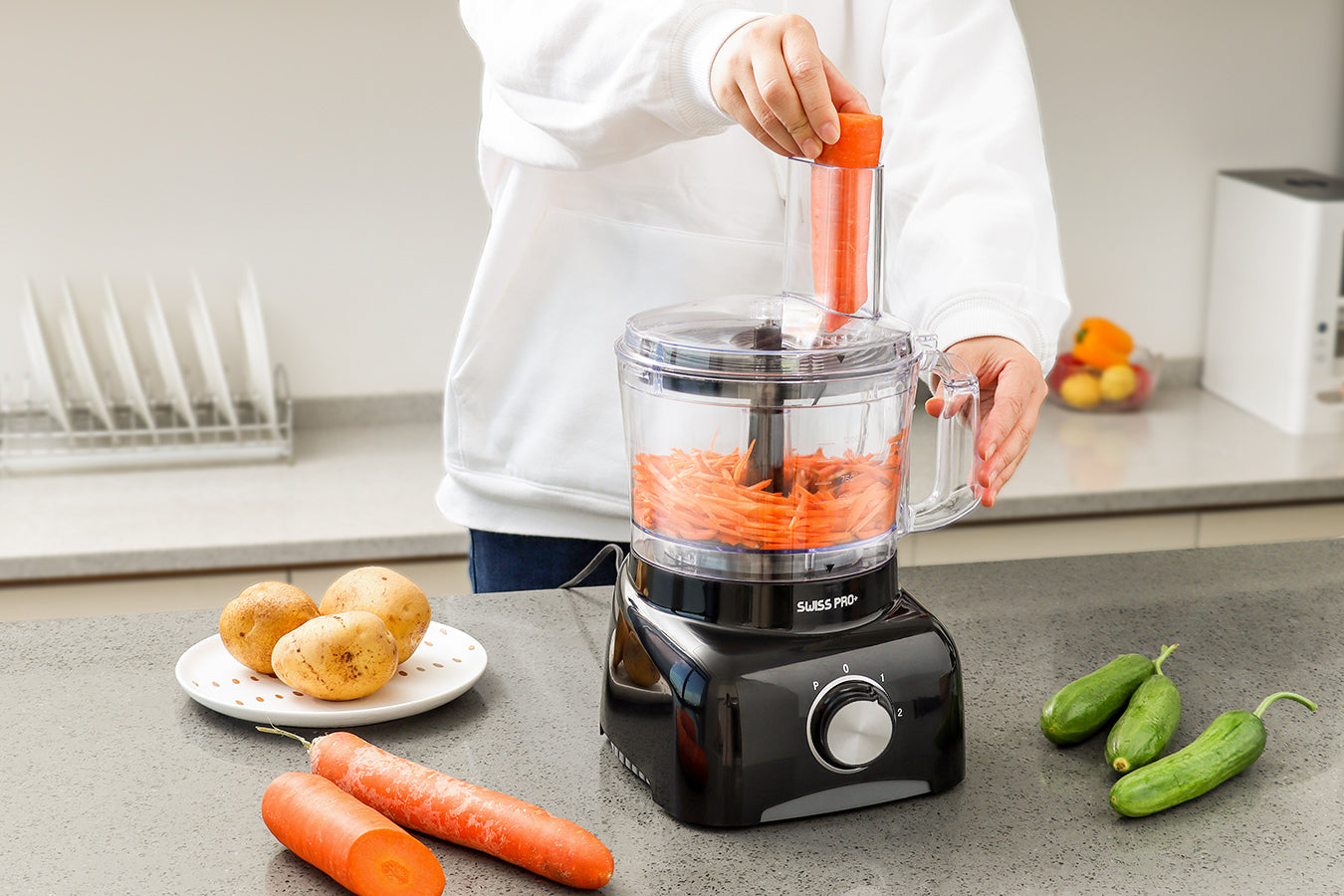 Food Processor 13 Pieces - Kitchen Mixer - Vegetable Cutter Electric - Food Processor - Plastic - Black - 1.2 L - 800 W - SP-FOOD600.8B