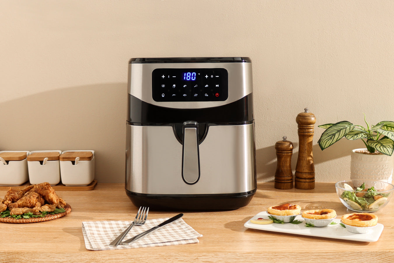 Digital Air Fryer XXL - Stainless Steel - 10 Liters - Silver - 1800W - SP-AF9.2LS