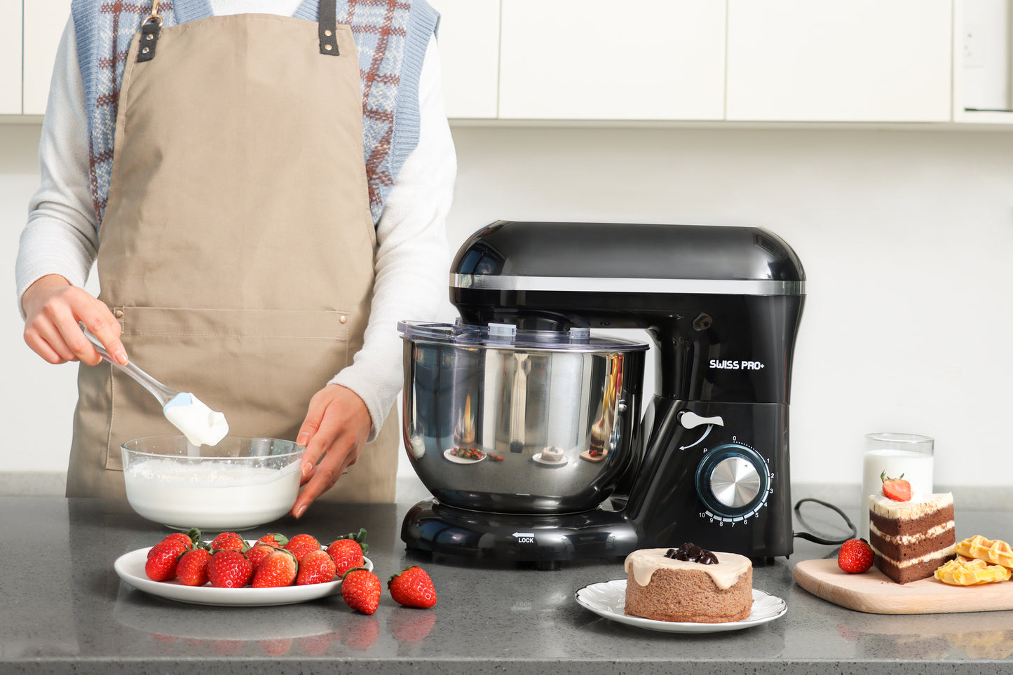 Powerful Food Processor - Stand Mixer - 6L - 1500W - Silver & Black - SP-SM1500B