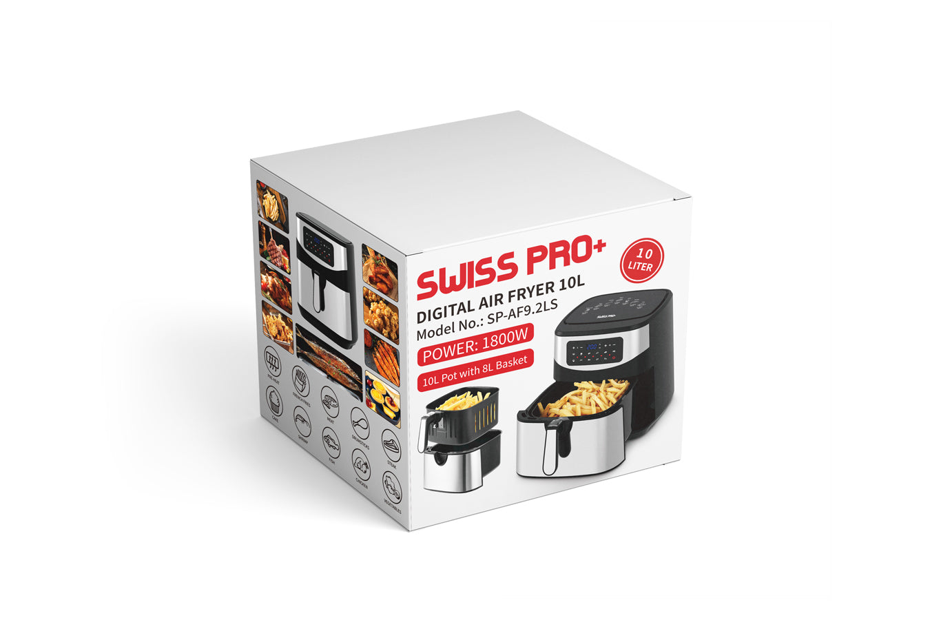 Digital Air Fryer XXL - Stainless Steel - 10 Liters - Silver - 1800W - SP-AF9.2LS