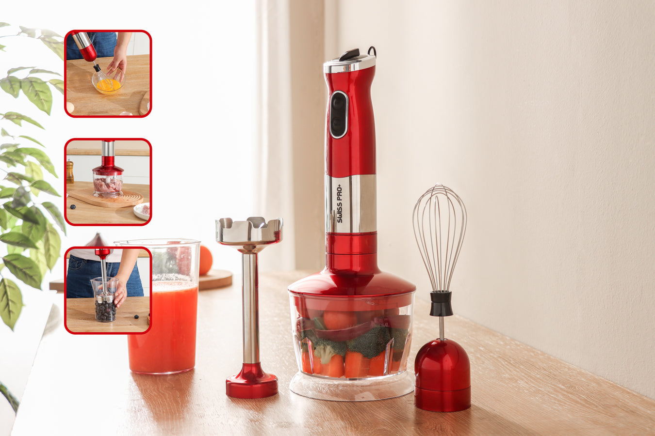 Hand Blender 3-in-1 - 700W - Red - SP-HAND3.1