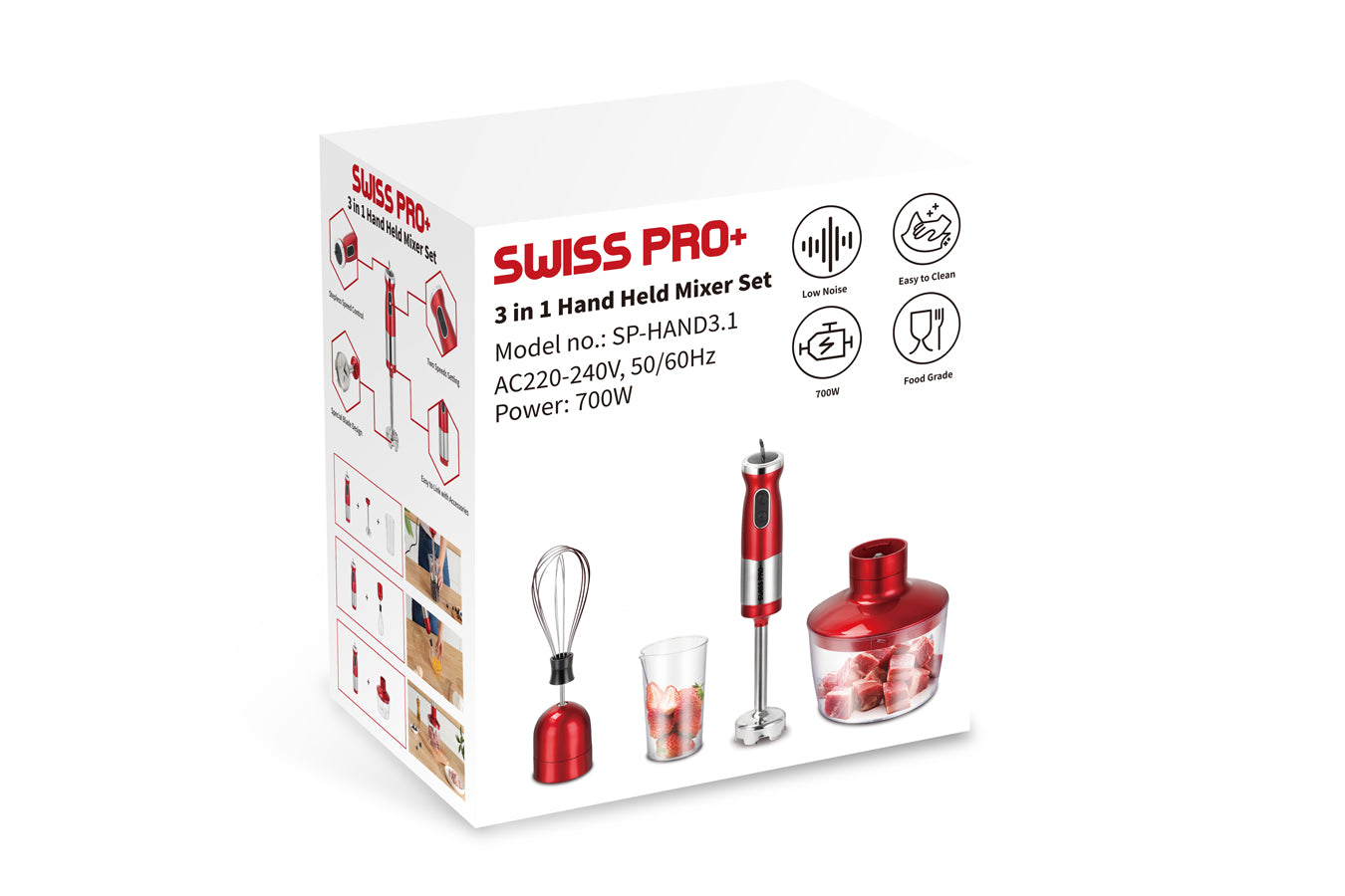 Hand Blender 3-in-1 - 700W - Red - SP-HAND3.1