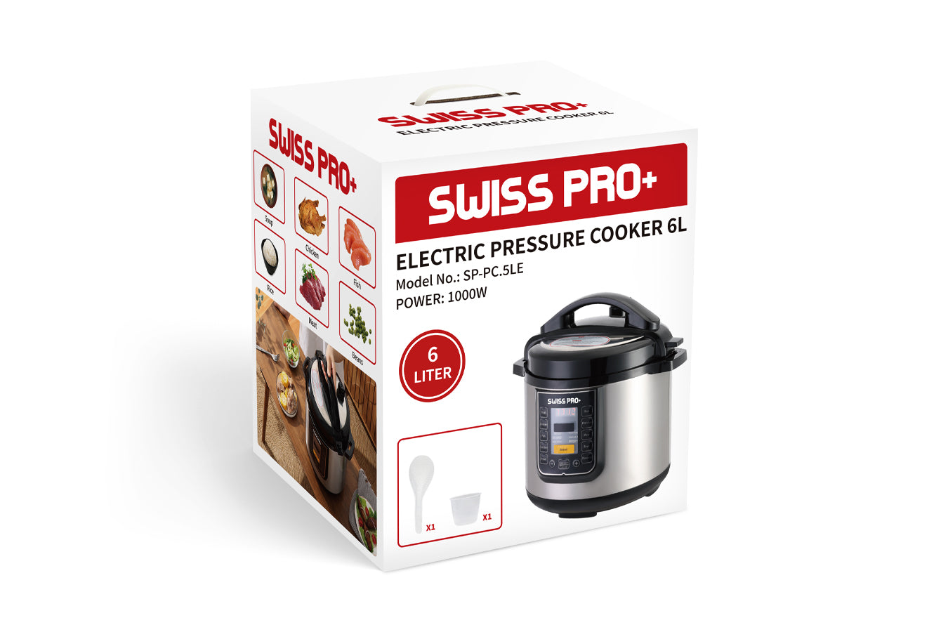 Electric Pressure Cooker 6L - 1000W - Silver & Black - SP-PC.5LE