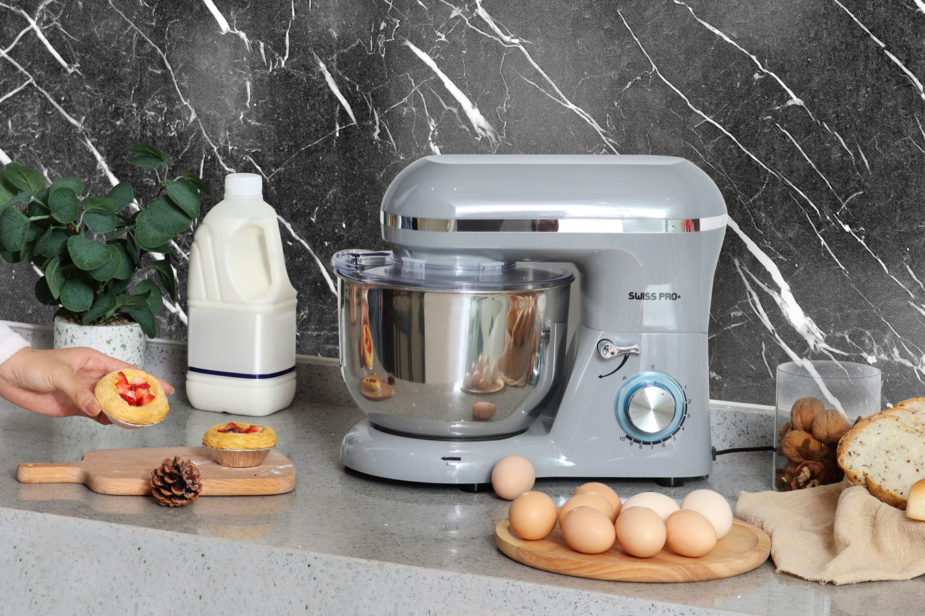 Powerful Food Processor - Stand Mixer - 6L 1500W - Silver & Grey - SP-SM1500G