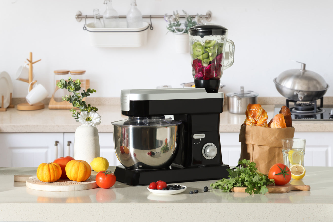 Food Processor 6.3L 1500W - Powerful 3-in-1 - Blender, Meat Grinder, Mix - Black - SP-PKM1900B
