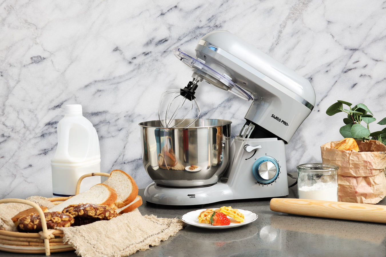Powerful Food Processor - Stand Mixer - 6L 1500W - Silver & Grey - SP-SM1500G