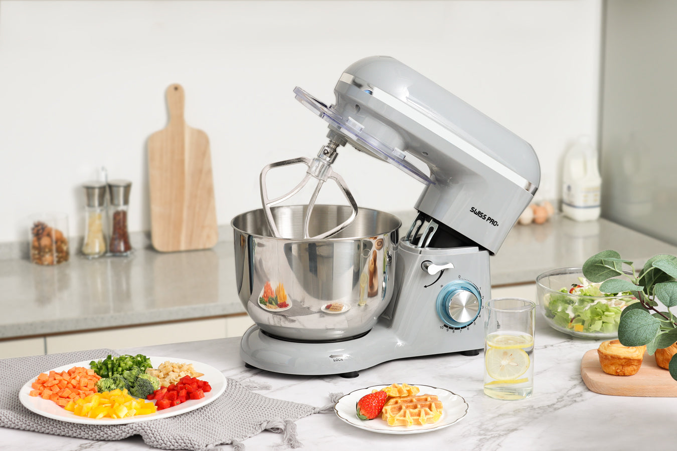 Powerful Food Processor - Stand Mixer - 6L 1500W - Silver & Grey - SP-SM1500G