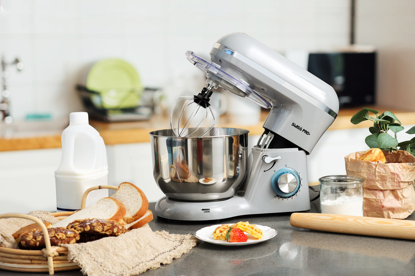 Powerful Food Processor - Stand Mixer - 6L 1500W - Silver & Grey - SP-SM1500G
