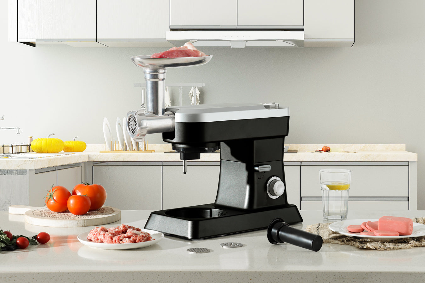 Food Processor 6.3L 1500W - Powerful 3-in-1 - Blender, Meat Grinder, Mix - Black - SP-PKM1900B