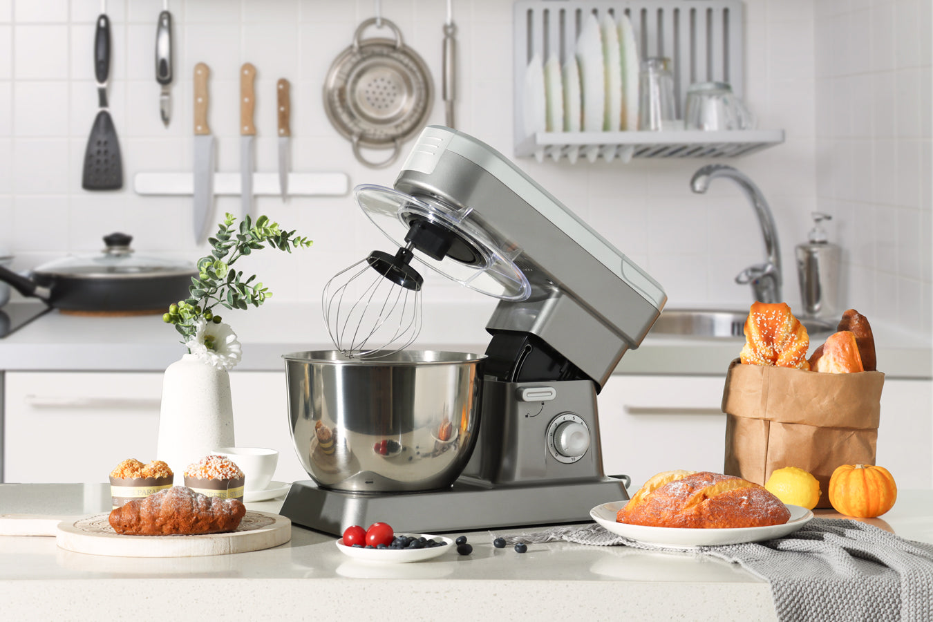 Food Processor 6.3L 1500W - Powerful 3-in-1 - Blender, Meat Grinder, Mix - Silver - SP-PKM1900S