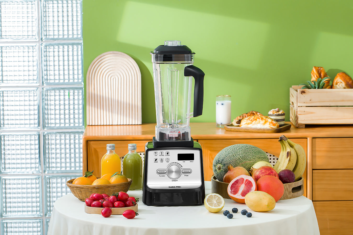 Professional Blender - Stainless Steel - 2 Liters - Powerful Smoothie Maker and Ice Crusher - 2000W - 9 Speeds - 6 Functions - Digital - Black - SP-BL2000.D