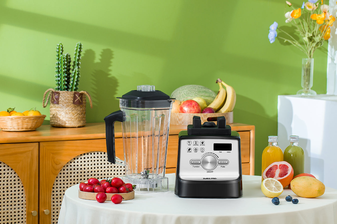 Professional Blender - Stainless Steel - 2 Liters - Powerful Smoothie Maker and Ice Crusher - 2000W - 9 Speeds - 6 Functions - Digital - Black - SP-BL2000.D