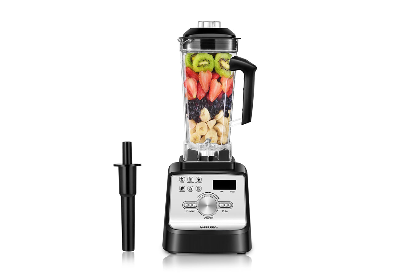 Professional Blender - Stainless Steel - 2 Liters - Powerful Smoothie Maker and Ice Crusher - 2000W - 9 Speeds - 6 Functions - Digital - Black - SP-BL2000.D