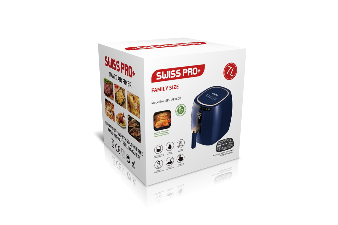 Digital Air Fryer - 7L - 1750W - Blue - Stainless Steel - Deep Fryer - Hot Air Fryer without Fat - SP-DAF7LDB