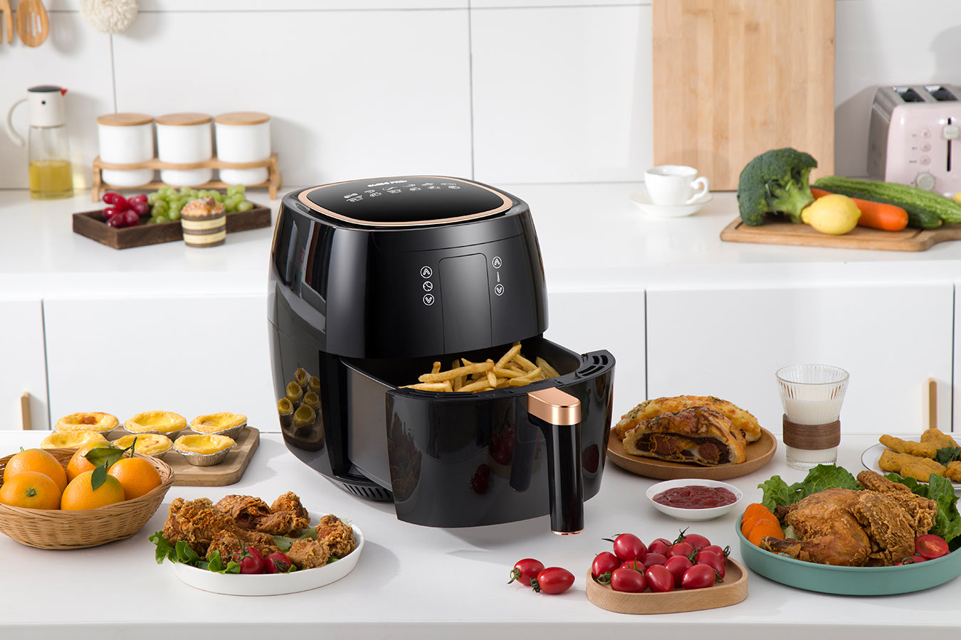 Digital Air Fryer - 7L - 1750W - Black - Stainless Steel - Deep Fryer - Hot Air Fryer without Fat - SP-DAF7LB