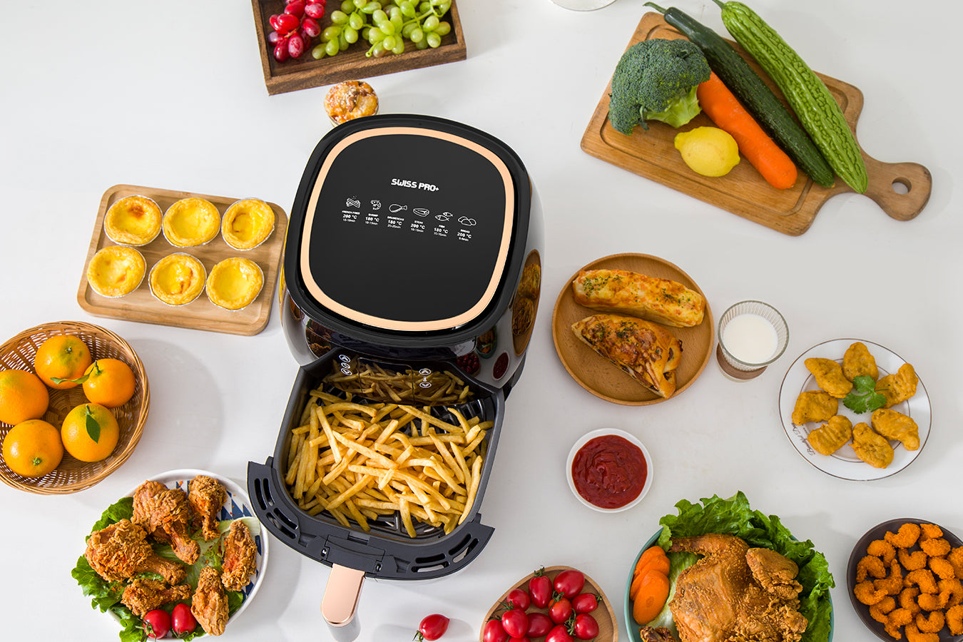 Digital Air Fryer - 7L - 1750W - Black - Stainless Steel - Deep Fryer - Hot Air Fryer without Fat - SP-DAF7LB