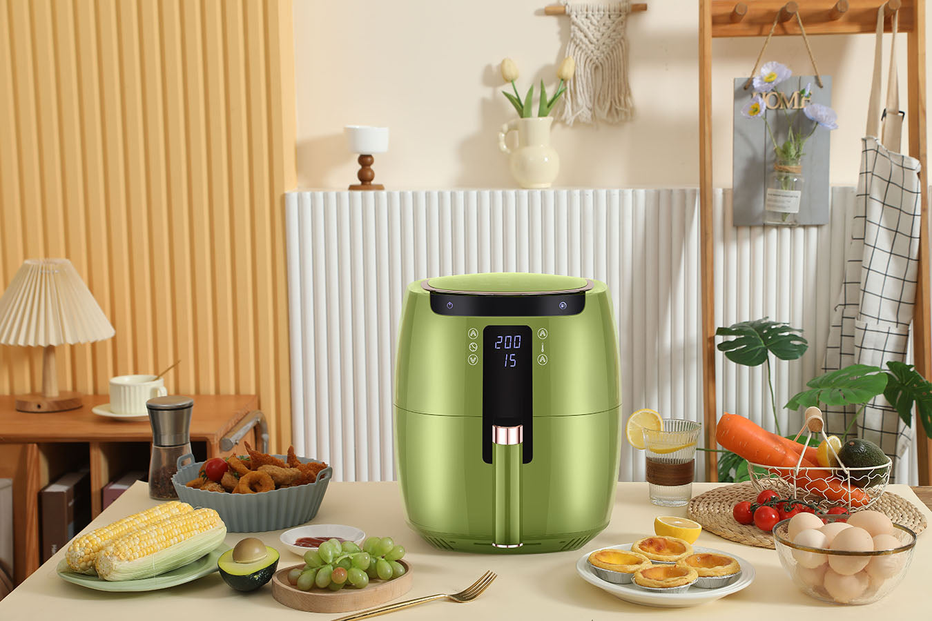Digital Air Fryer - 7L - 1750W - Green - Stainless Steel - Deep Fryer - Hot Air Fryer without Fat - SP-DAF7LG
