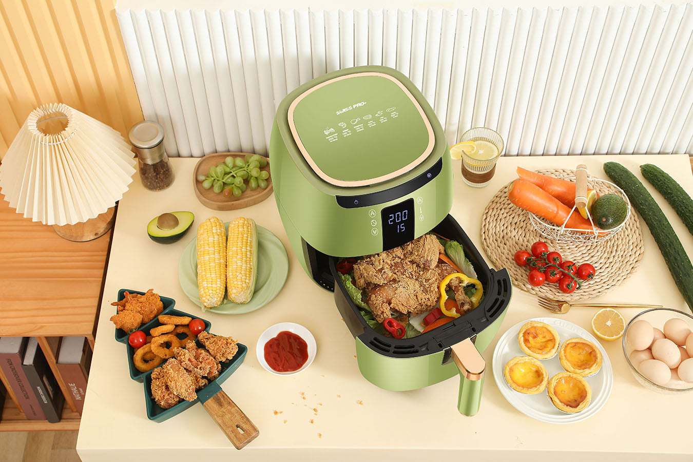 Digital Air Fryer - 7L - 1750W - Green - Stainless Steel - Deep Fryer - Hot Air Fryer without Fat - SP-DAF7LG