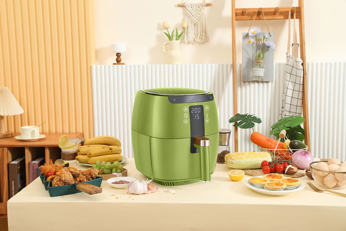 Digital Air Fryer - 7L - 1750W - Green - Stainless Steel - Deep Fryer - Hot Air Fryer without Fat - SP-DAF7LG
