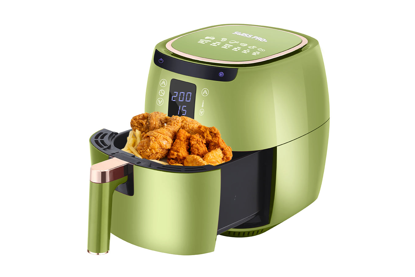 Digital Air Fryer - 7L - 1750W - Green - Stainless Steel - Deep Fryer - Hot Air Fryer without Fat - SP-DAF7LG