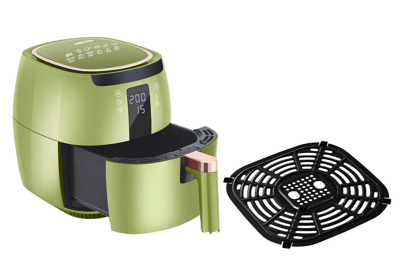 Digital Air Fryer - 7L - 1750W - Green - Stainless Steel - Deep Fryer - Hot Air Fryer without Fat - SP-DAF7LG