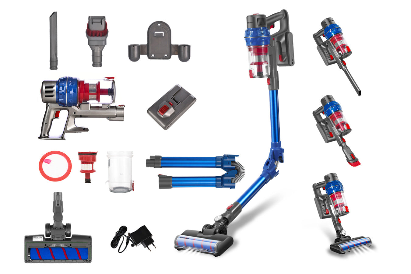 Vacuum Cleaner - Wireless Battery - 4-Layer Filter System - 2500 W Cordless - Blue- 0.8L - SP-VCG10S