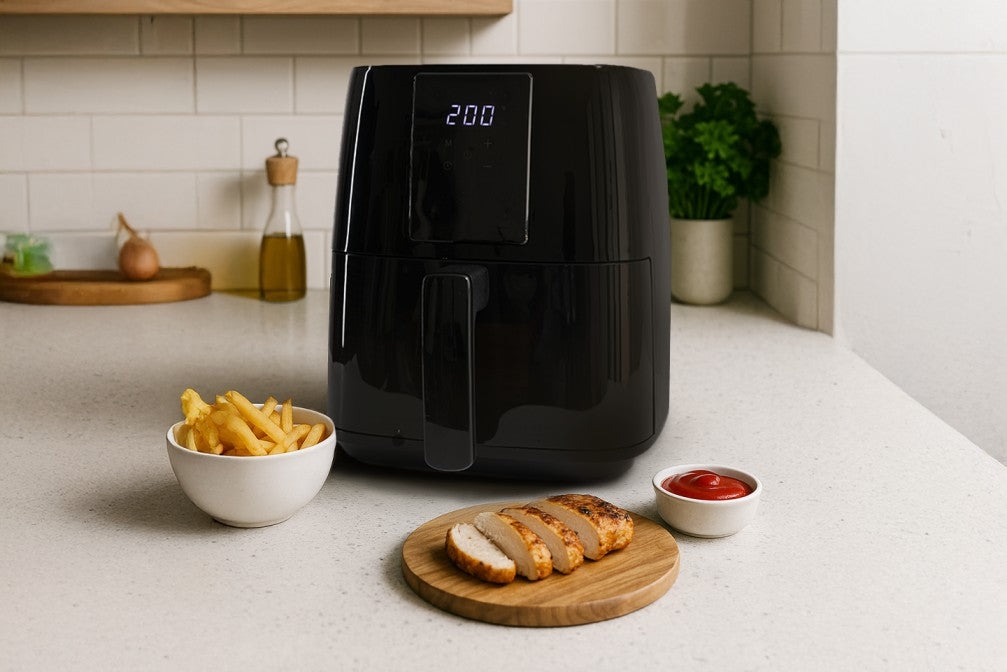 Digital Air Fryer - Stainless Steel - See Through Window Black & Gold - 5L- 1450W SP-AF5L.FB