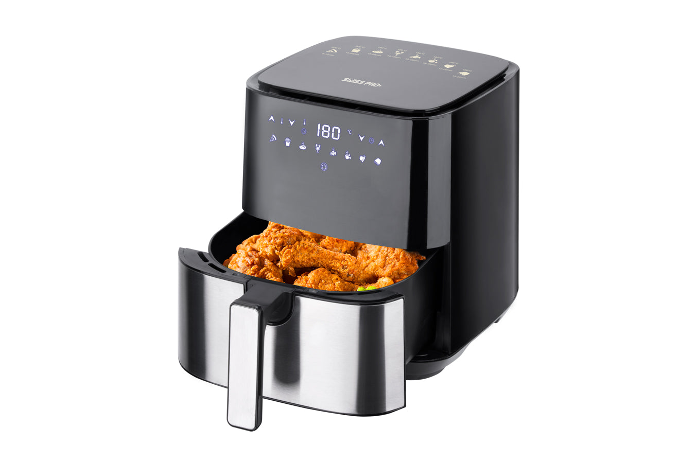 Digital Air Fryer - Stainless Steel - Silver & Black - 5L- 1450W - without Fat - SP-AF1450.5