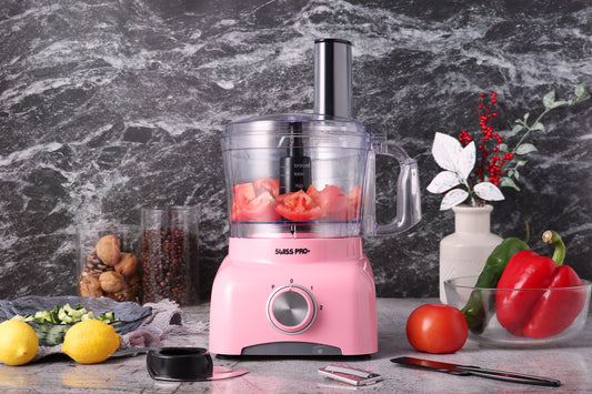 Food Processor 13 Pieces - Kitchen Mixer - Vegetable Cutter Electric  - Food Processor - Plastic - Pink - 1.2 L - 600 W - FOOD600.8P