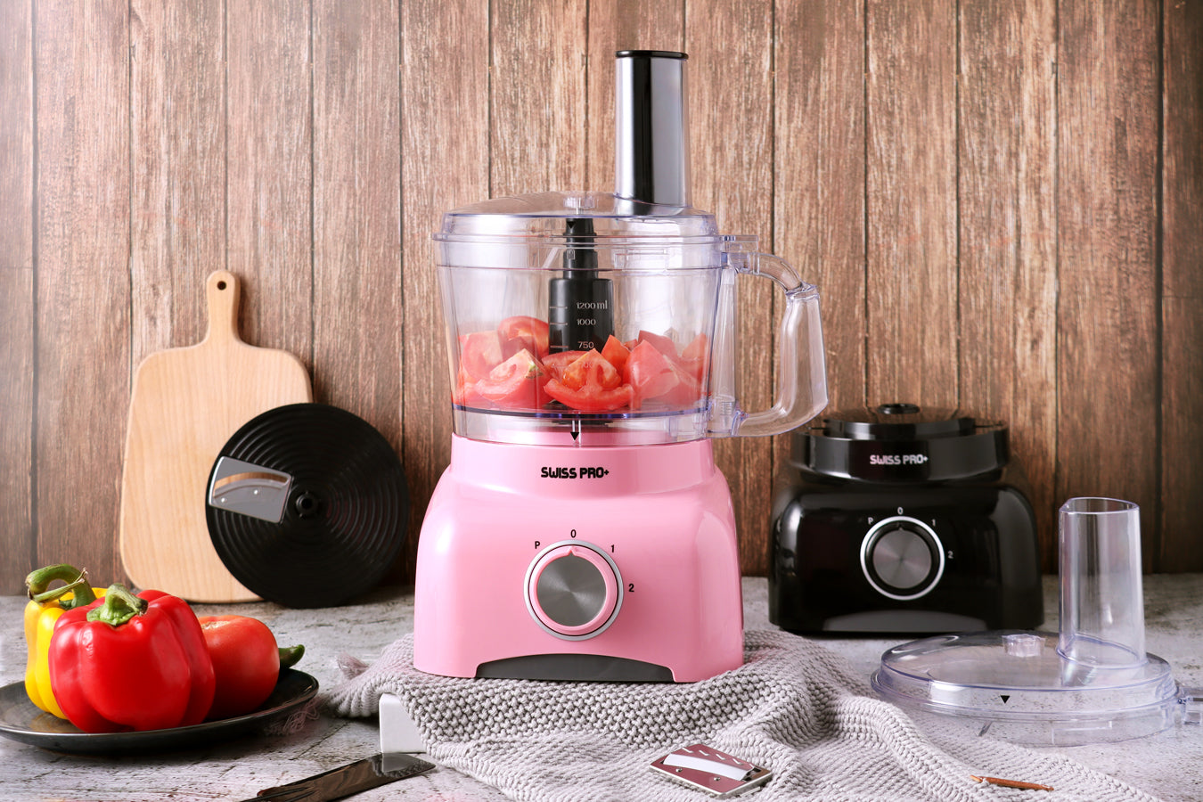 Food Processor 13 Pieces - Kitchen Mixer - Vegetable Cutter Electric  - Food Processor - Plastic - Pink - 1.2 L - 600 W - FOOD600.8P