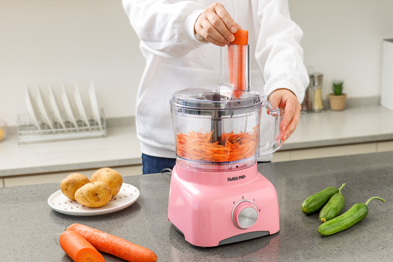 Food Processor 13 Pieces - Kitchen Mixer - Vegetable Cutter Electric  - Food Processor - Plastic - Pink - 1.2 L - 600 W - FOOD600.8P