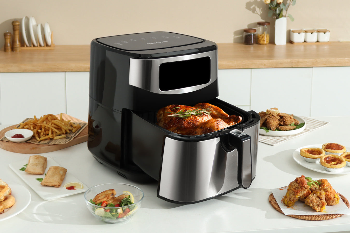 Digital Air Fryer XXL - Stainless Steel - 10 Liters  - Silver - 1800W - SP-AF9.2LS