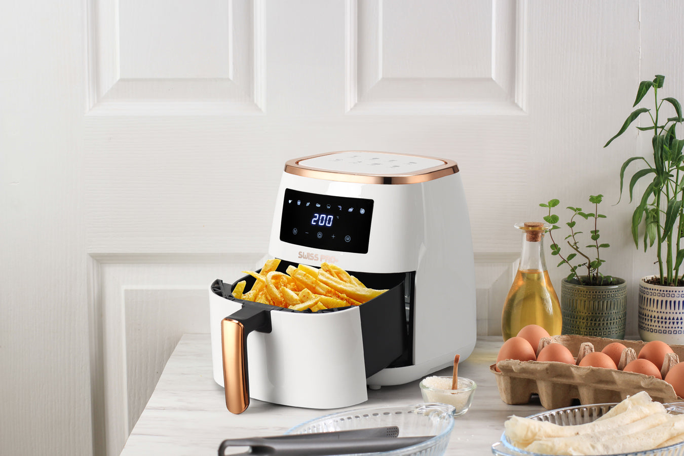 Digital Air Fryer - Stainless Steel - White - 6.5L - 1500W - Without Fat - SP-AF6.5L.WG