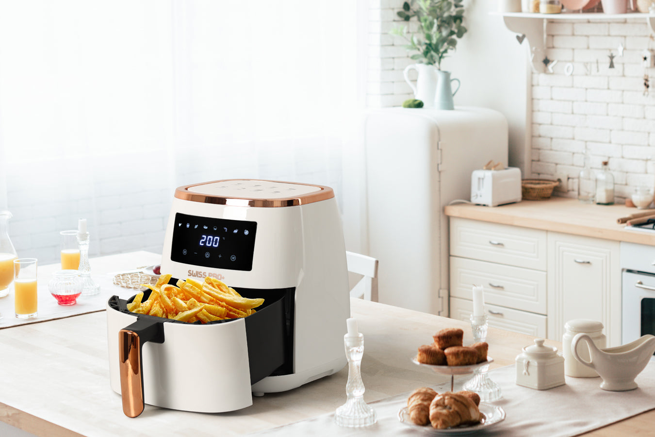 Swiss Pro Digital Air Fryer without Fat Stainless Steel White 6