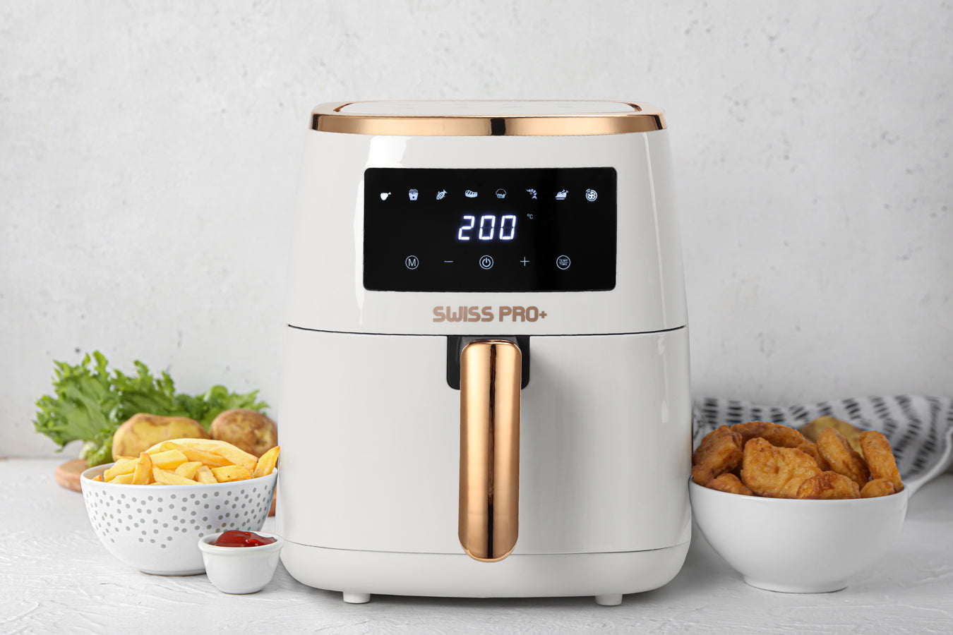 Digital Air Fryer - Stainless Steel - White - 6.5L - 1500W - Without Fat - SP-AF6.5L.WG