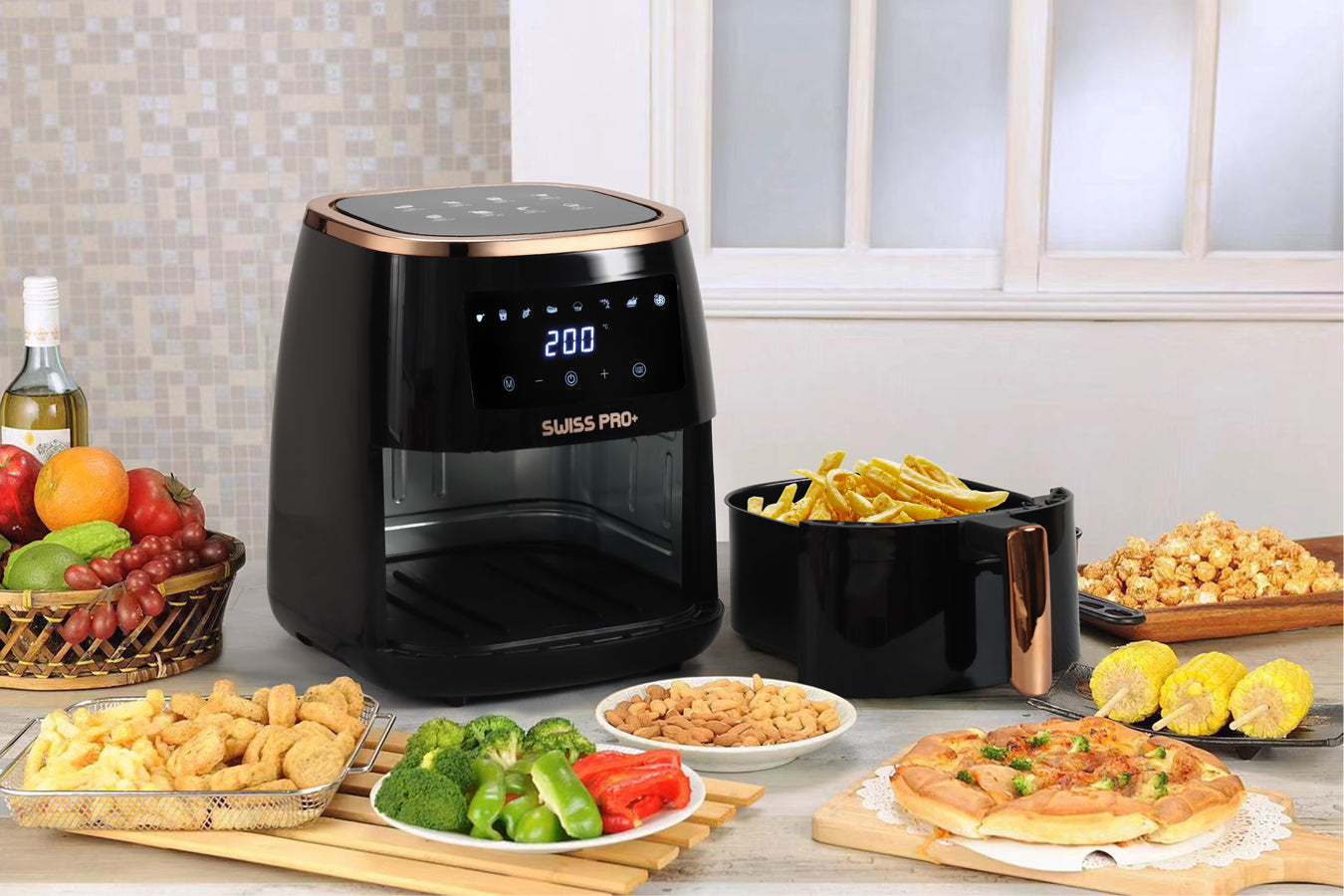 Digital Air Fryer - Stainless Steel - Black - 6.5L - 1500W - Without Fat - SP-AF6.5L.BG