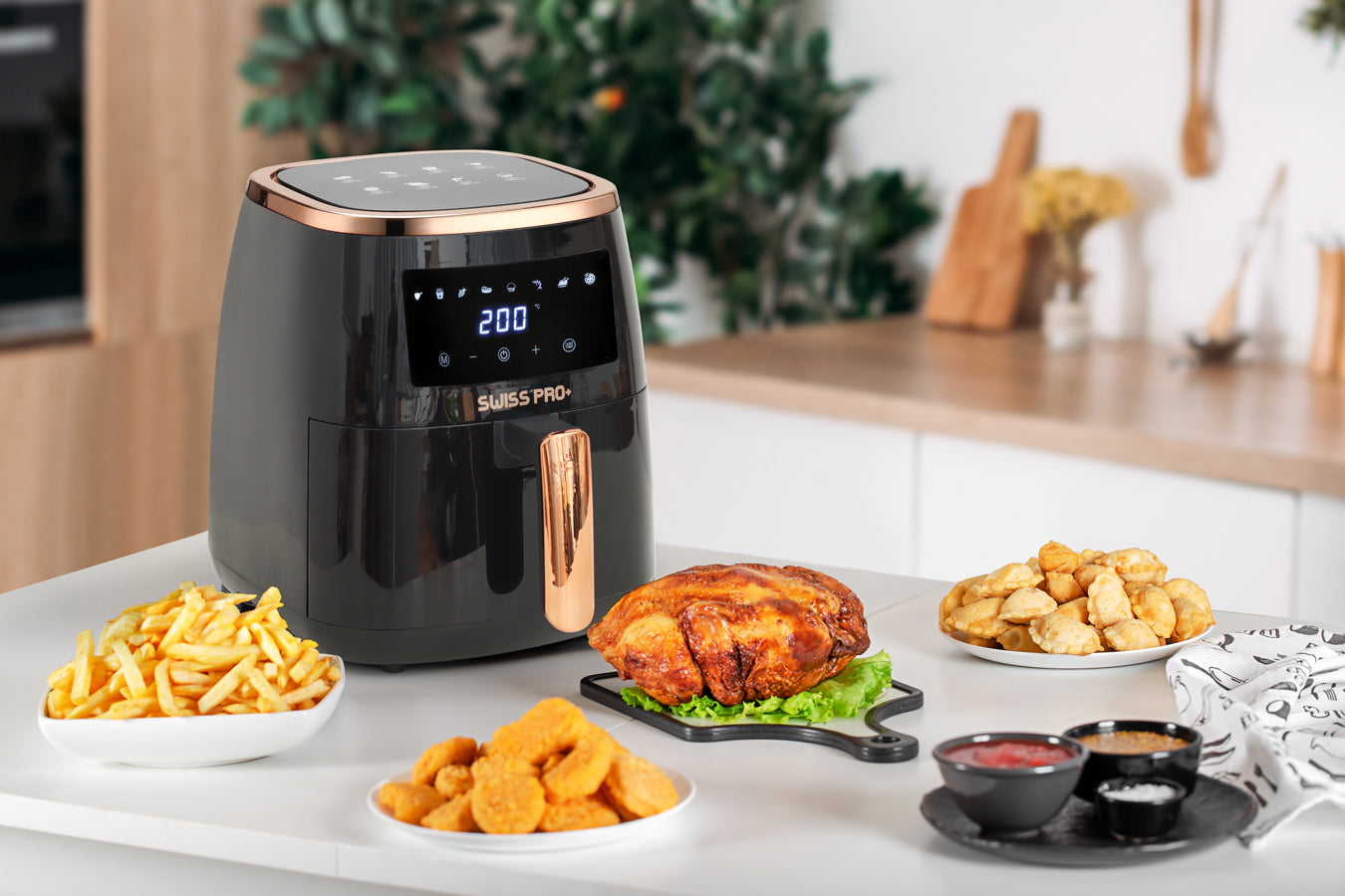 Digital Air Fryer - Stainless Steel - Black - 6.5L - 1500W - Without Fat - SP-AF6.5L.BG