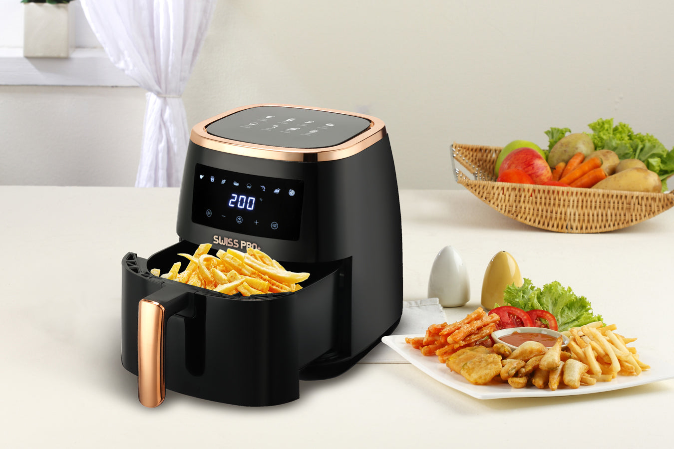 Digital Air Fryer - Stainless Steel - Black - 6.5L - 1500W - Without Fat - SP-AF6.5L.BG