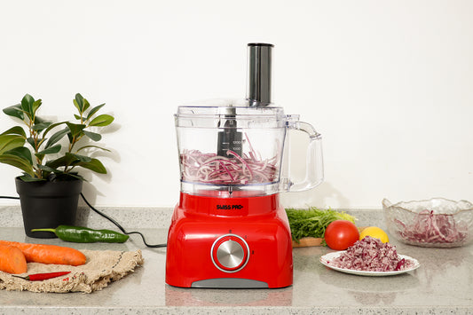 Food Processor 13 Pieces - Kitchen Mixer - Vegetable Cutter Electric  - Food Processor - Plastic - Red - 1.2 L - 600 W - SP-FOOD600.8R