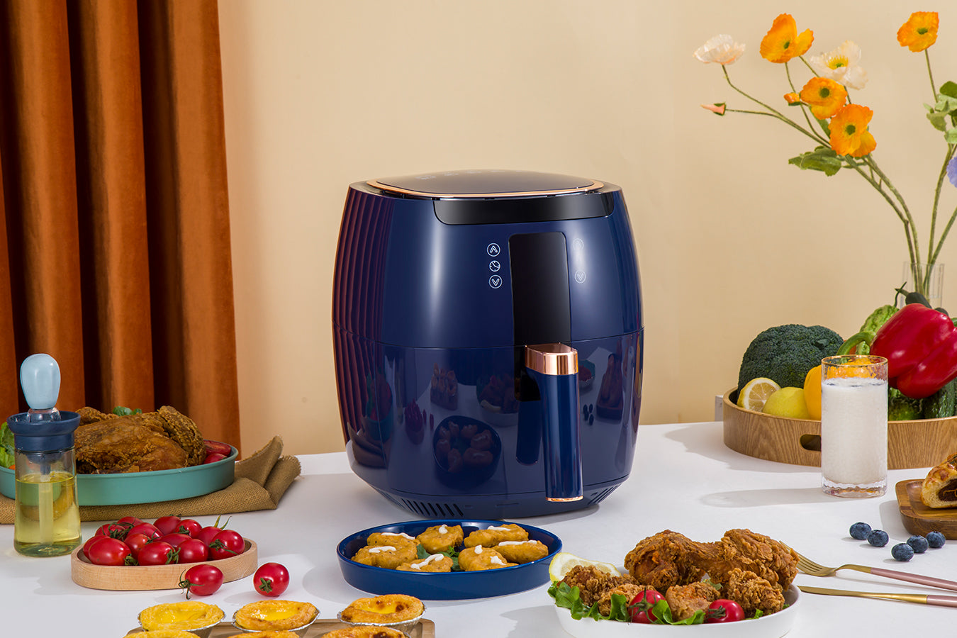 Digital Air Fryer -  7L - 1750W - Blue - Stainless Steel - Deep Fryer - Hot Air Fryer without Fat - SP-DAF7LDB