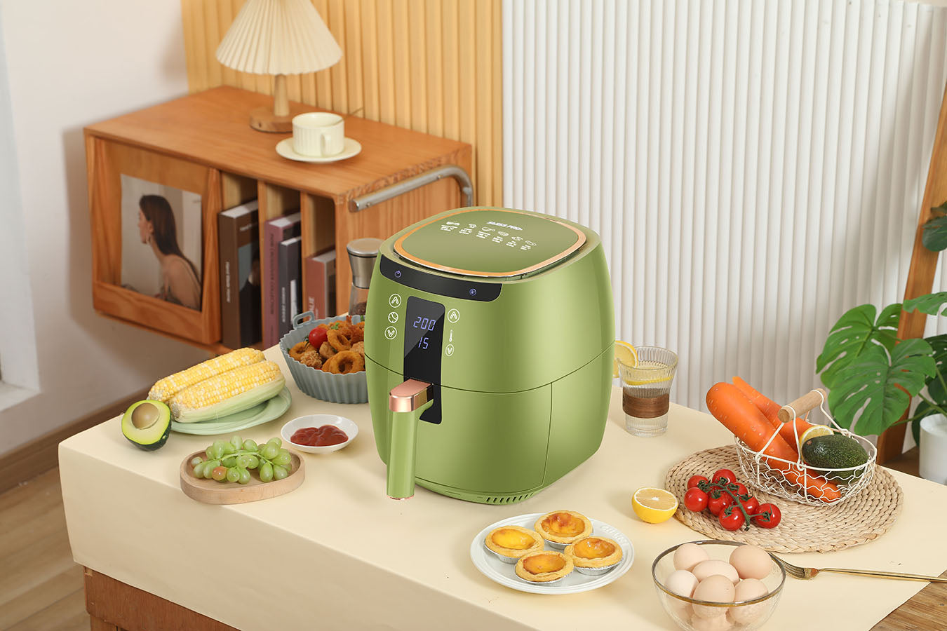 Digital Air Fryer -  7L - 1750W - Green - Stainless Steel - Deep Fryer - Hot Air Fryer without Fat - SP-DAF7LG