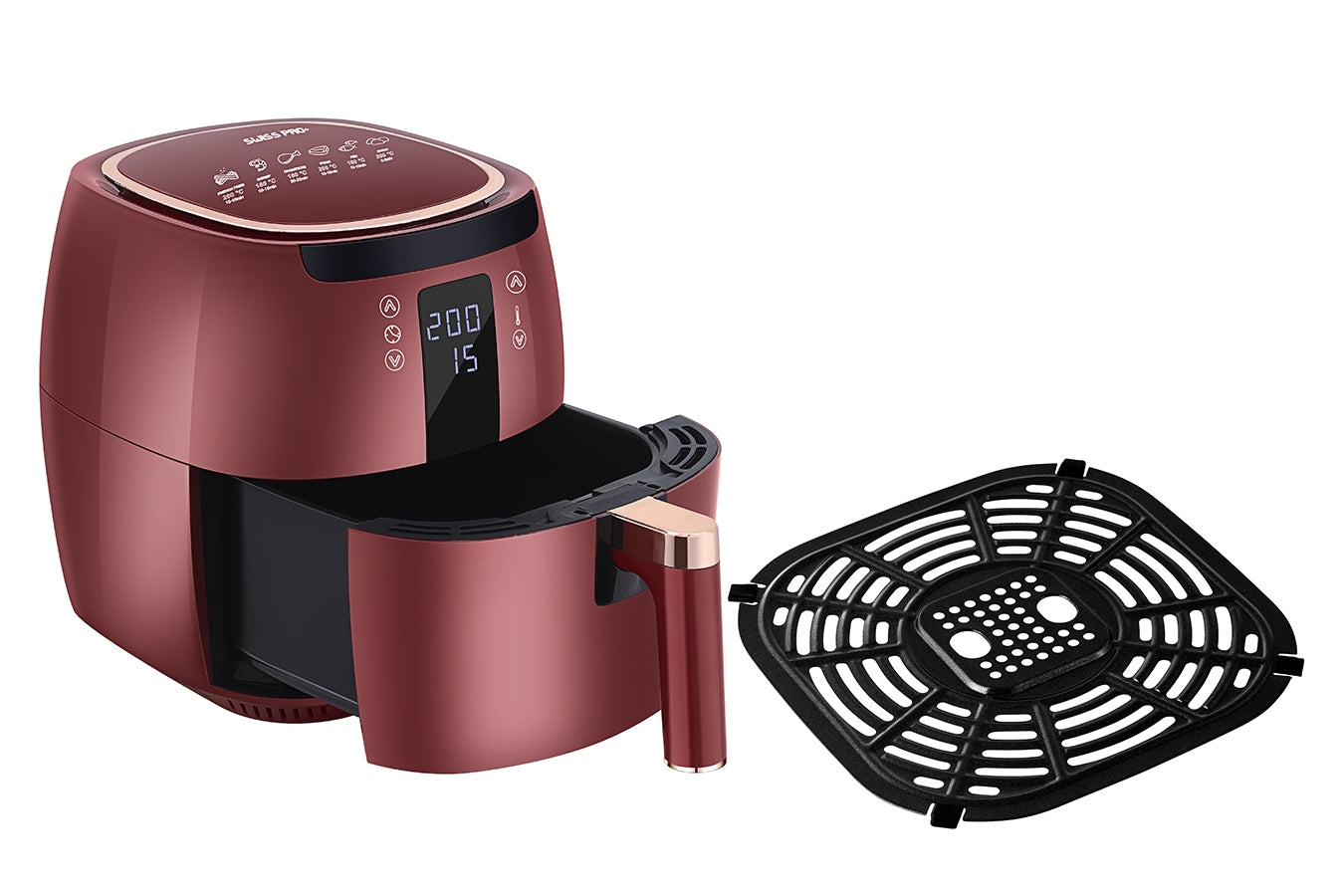 Digital Air Fryer -  7L - 1750W - Red - Stainless Steel - Deep Fryer - Hot Air Fryer without Fat - SP-DAF7LR